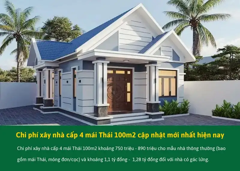 Chi phí xây nhà cấp 4 mái Thái 100m2 cập nhật mới nhất hiện nay Xây dựng Nhất Tín