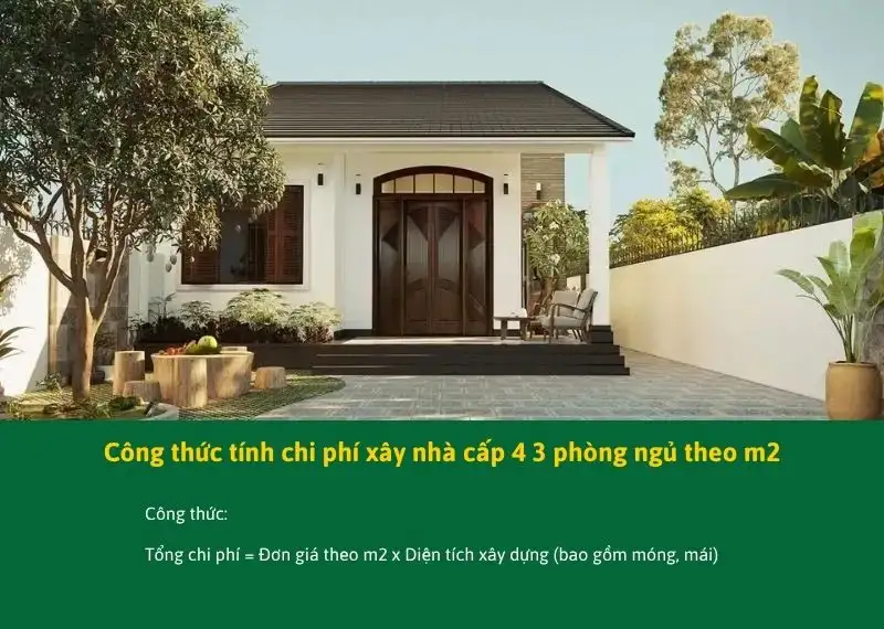Công thức dự tính chi phí xây nhà cấp 4 3 phòng ngủ theo m2 Xây dựng Nhất Tín