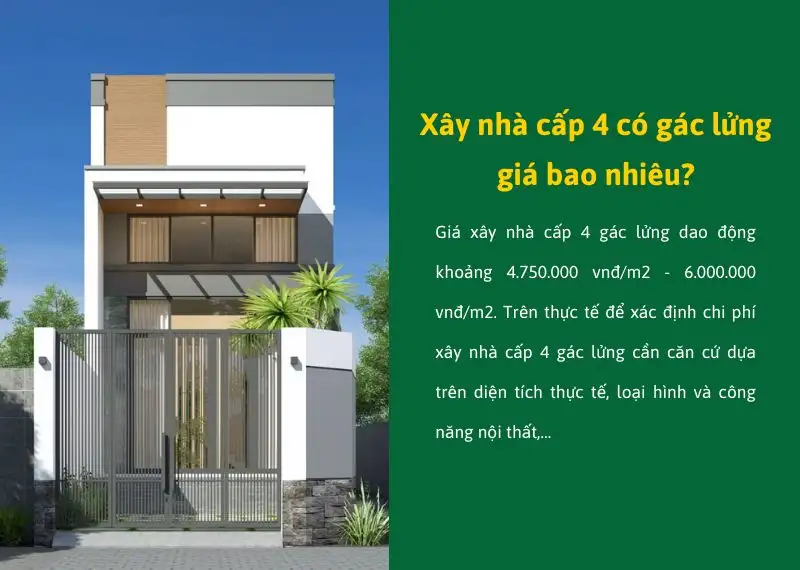 Giá xây nhà cấp 4 có gác lửng là bao nhiêu Xây dựng Nhất Tín
