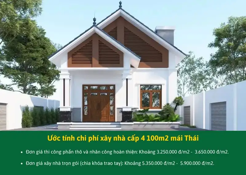 Ước tính chi phí xây nhà cấp 4 100m2 mái Thái từ móng đến mái Xây dựng Nhất Tín