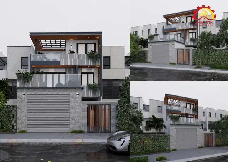 Hình Ảnh Phối Cảnh 3D Mặt Tiền Biệt Thự Phố Anh Tuấn Xây dựng Nhất Tín