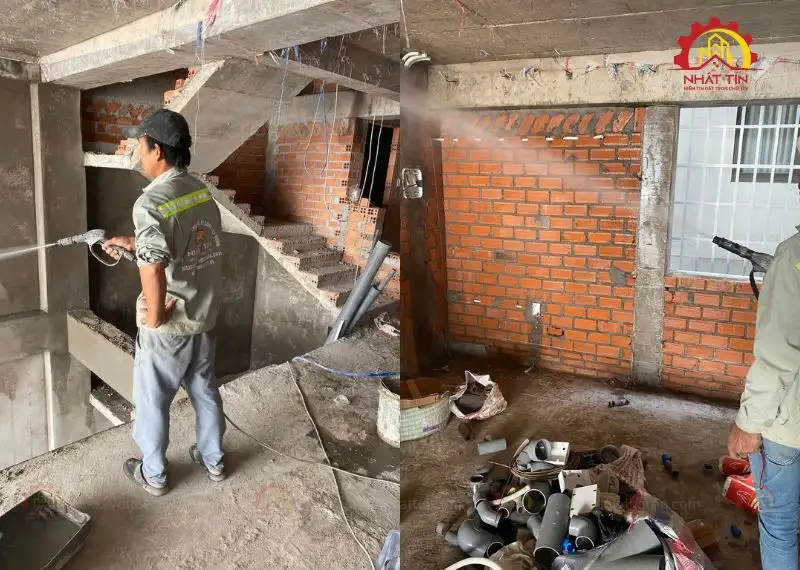 Quá trình thi công nhà 1 trệt 1 lửng 1 lầu của cô Sang Bình Tân Xây dựng Nhất Tín 1